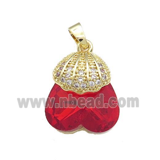 Copper Shlled Pendant Pave Crystal Glass Zircon Gold Plated