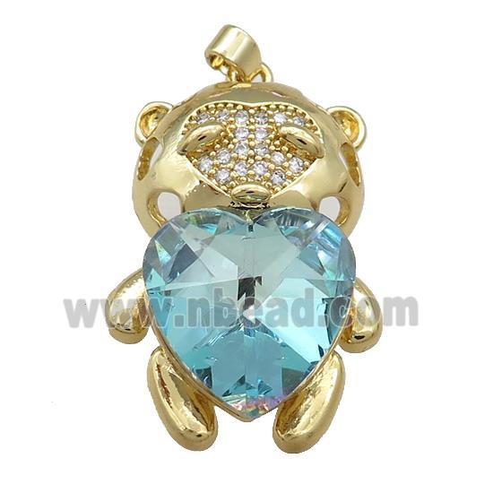 Copper Mouse Pendant Pave Crystal Glass Zircon Gold Plated