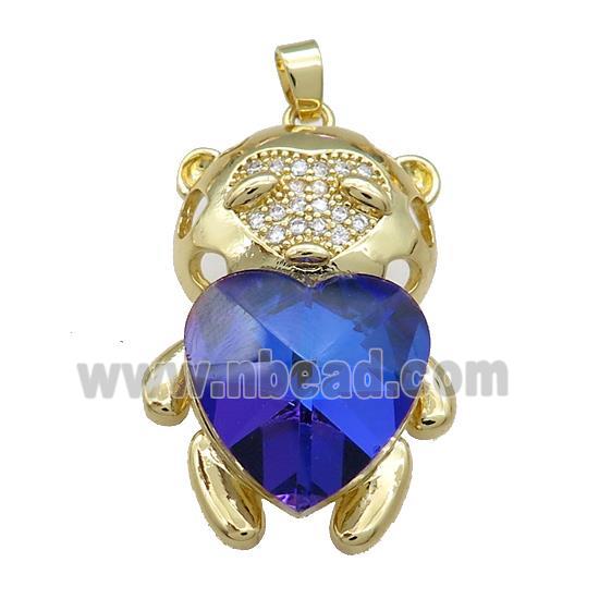 Copper Mouse Pendant Pave Crystal Glass Zircon Gold Plated