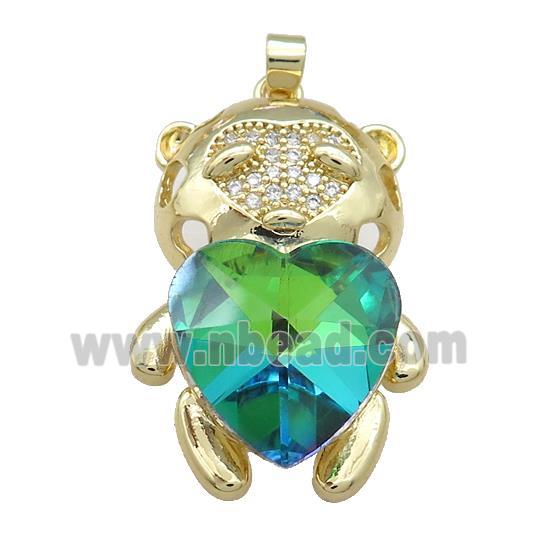 Copper Mouse Pendant Pave Crystal Glass Zircon Gold Plated