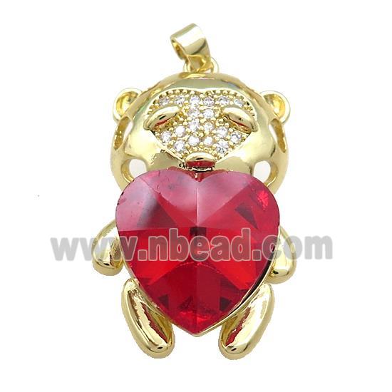 Copper Mouse Pendant Pave Crystal Glass Zircon Gold Plated