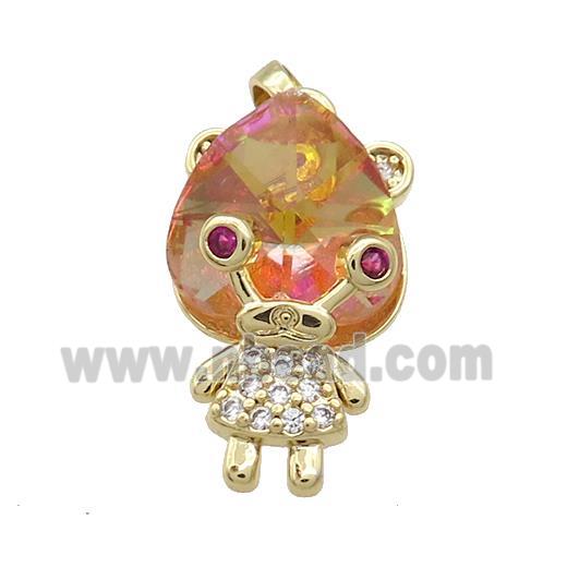 Copper Kids Pendant Pave Crystal Glass Zircon Gold Plated