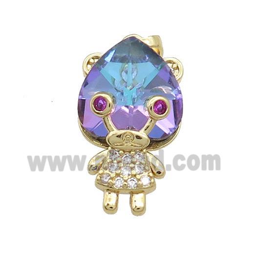 Copper Kids Pendant Pave Crystal Glass Zircon Gold Plated