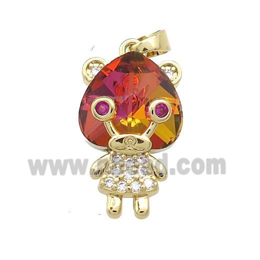 Copper Kids Pendant Pave Crystal Glass Zircon Gold Plated