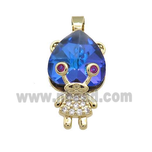 Copper Kids Pendant Pave Crystal Glass Zircon Gold Plated