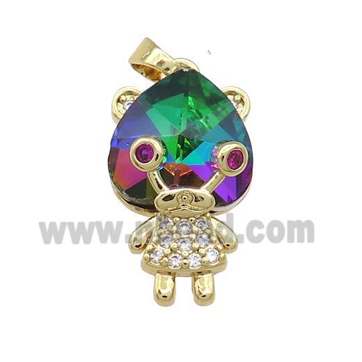 Copper Kids Pendant Pave Crystal Glass Zircon Gold Plated