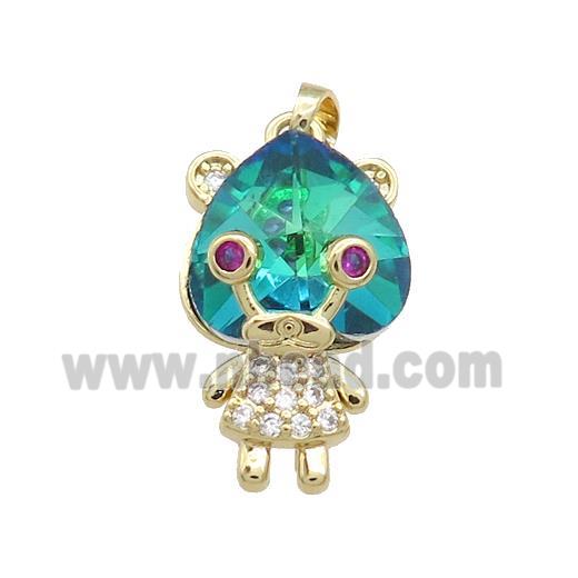 Copper Kids Pendant Pave Crystal Glass Zircon Gold Plated