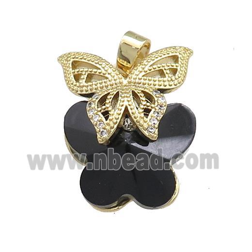 Copper Butterfly Pendant Pave Crystal Glass Zircon Gold Plated