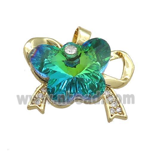 Copper Bowknot Pendant Pave Crystal Glass Zircon Gold Plated