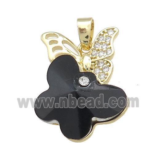 Copper Butterfly Pendant Pave Crystal Glass Zircon Gold Plated