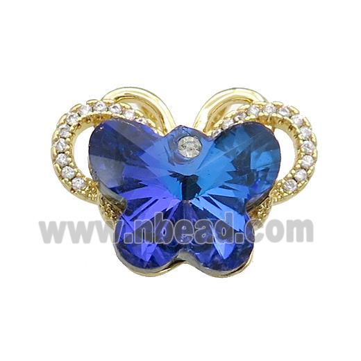 Copper Butterfly Pendant Pave Crystal Glass Zircon 2loops Gold Plated