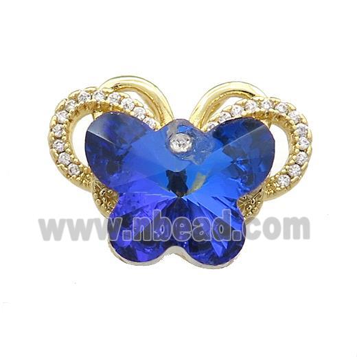 Copper Butterfly Pendant Pave Crystal Glass Zircon 2loops Gold Plated