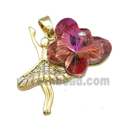 Copper Beauty Pendant Pave Crystal Glass Zircon Gold Plated