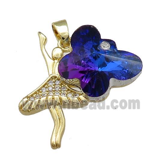 Copper Beauty Pendant Pave Crystal Glass Zircon Gold Plated