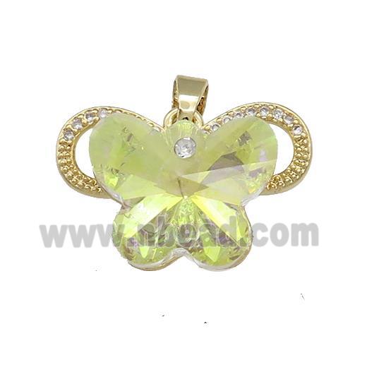 Copper Butterfly Pendant Pave Crystal Glass Zircon Gold Plated