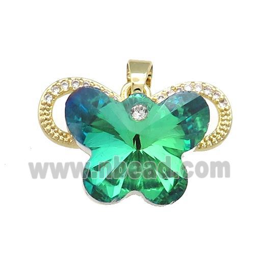 Copper Butterfly Pendant Pave Crystal Glass Zircon Gold Plated