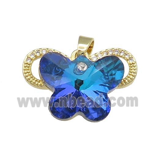 Copper Butterfly Pendant Pave Crystal Glass Zircon Gold Plated