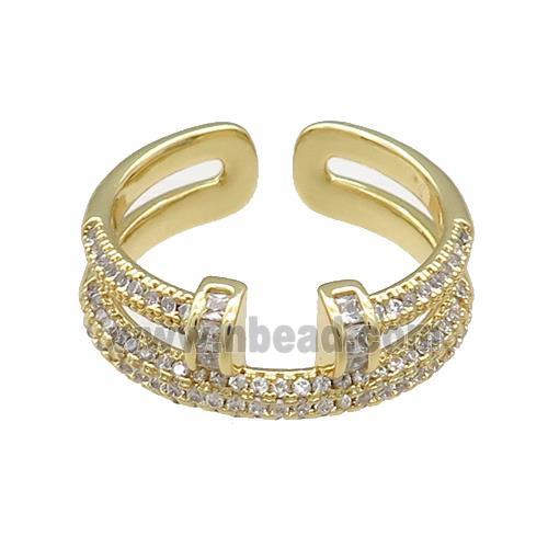 Copper Rings Pave Zircon Gold Plated