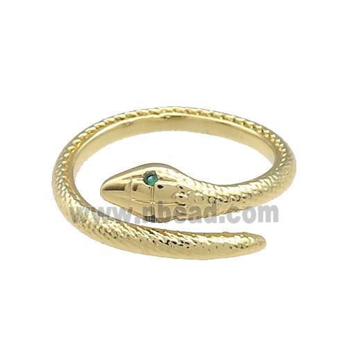 Copper Snake Rings Pave Zircon Gold Plated