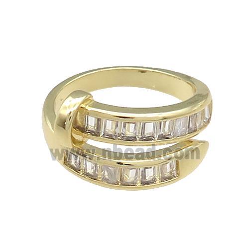 Copper Rings Pave Zircon Gold Plated