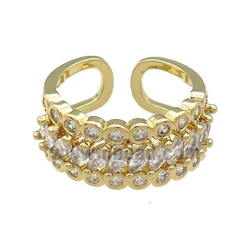 Copper Rings Pave Zircon Gold Plated