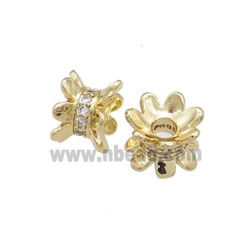 Copper Beadcaps Pave Zircon Double Gold Plated