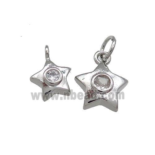 Copper Star Pendant Pave Zircon Platinum Plated