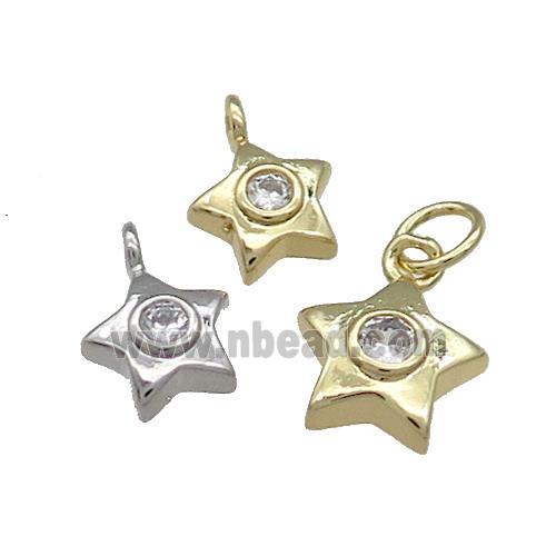 Copper Star Pendant Pave Zircon Mixed