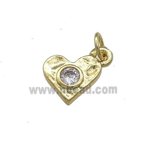 Copper Heart Pendant Pave Zircon Hammered Gold Plated