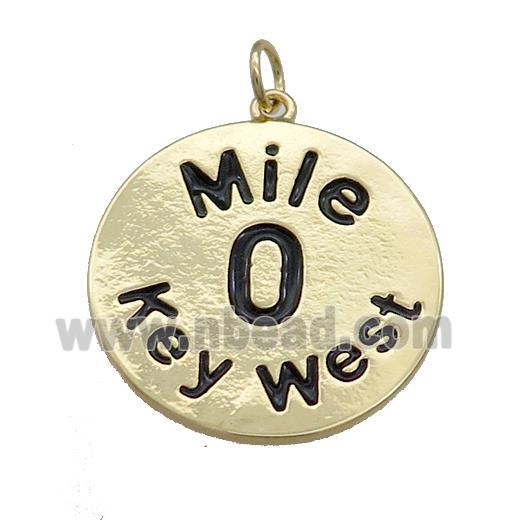 Copper Circle 0Mile Key West Black Enamel Gold Plated