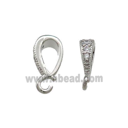 Copper Bail Pave Zircon Platinum Plated