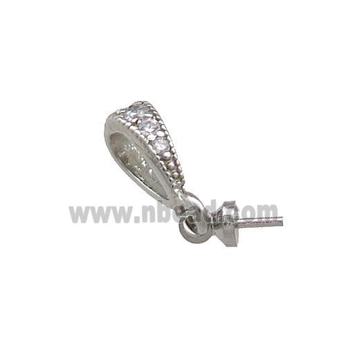 Copper Bail Pave Zircon Platinum Plated