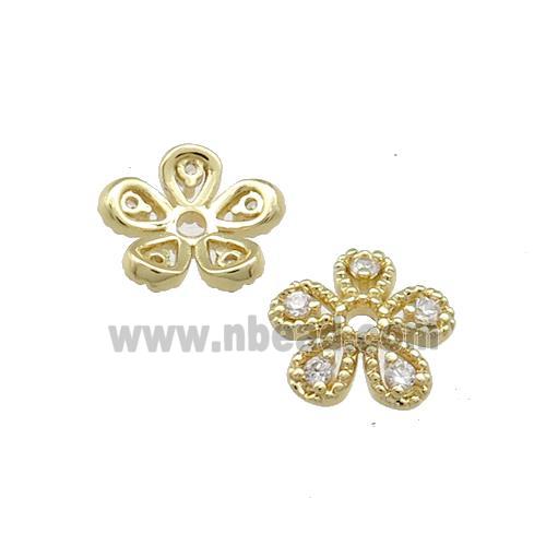 Copper Beadcaps Pave Zircon Gold Plated