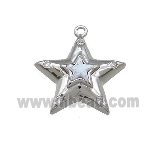 Copper Star Pendant Pave Zircon Platinum Plated