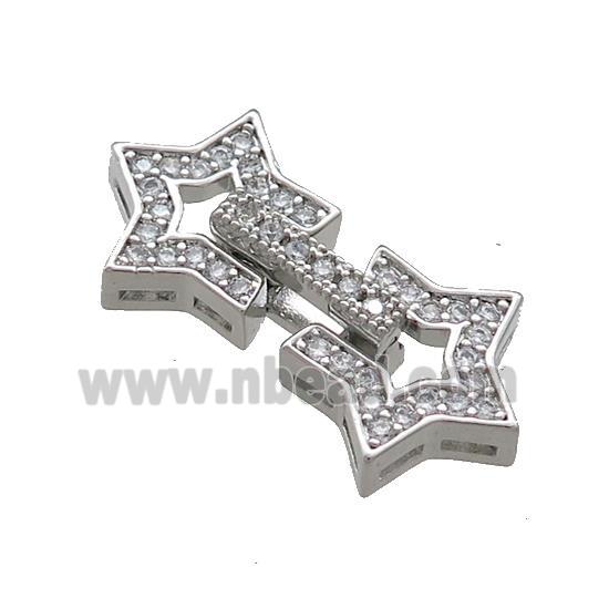 Copper Star Clasp Pave Zircon Platinum Plated