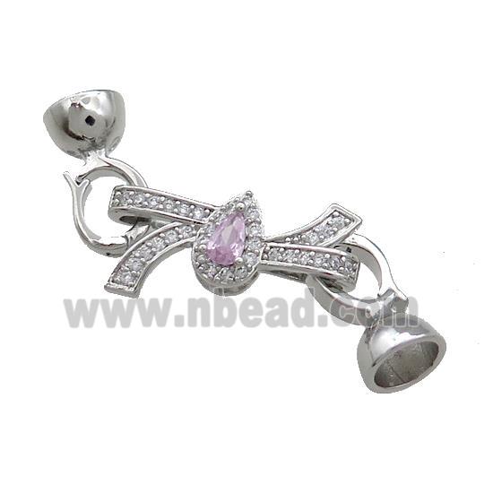 Copper Knot Clasp Pave Zircon Platinum Plated