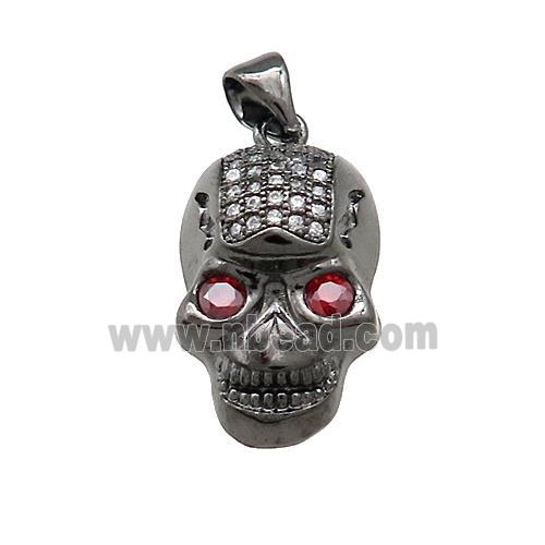 Copper Skull Pendant Pave Zircon Black Plated