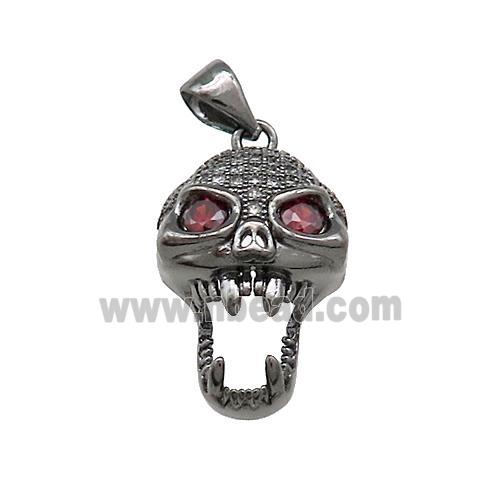 Copper Skull Pendant Pave Zircon Halloween Black Plated