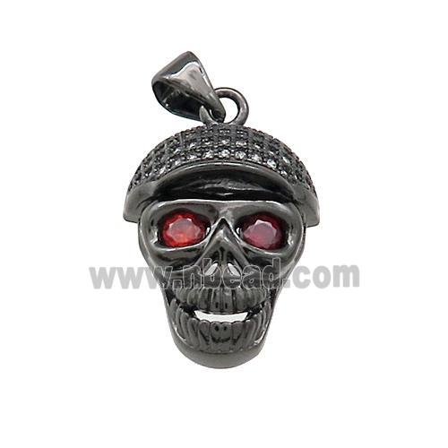 Copper Skull Pendant Pave Zircon Black Plated