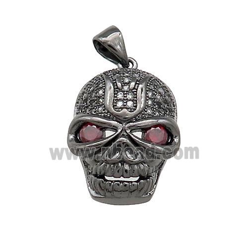 Copper Skull Pendant Pave Zircon Black Plated