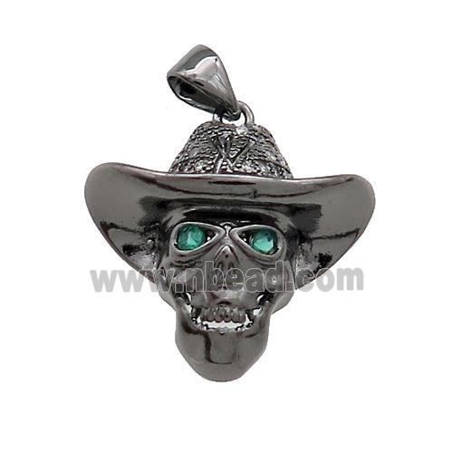 Copper Skull Pendant Pave Zircon Black Plated