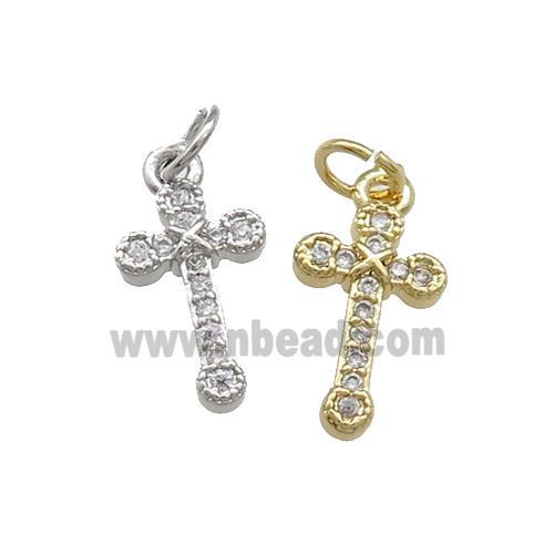 Copper Cross Pendant Pave Zircon Mixed