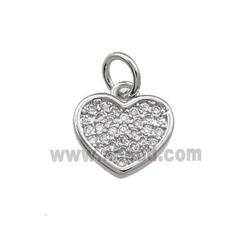 Copper Heart Pendant Pave Zircon Platinum Plated