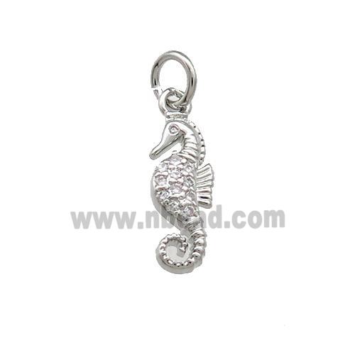 Copper Seahorse Charms Pendant Pave Zircon Platinum Plated