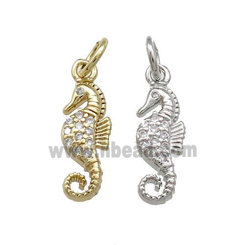 Copper Seahorse Charms Pendant Pave Zircon Mixed