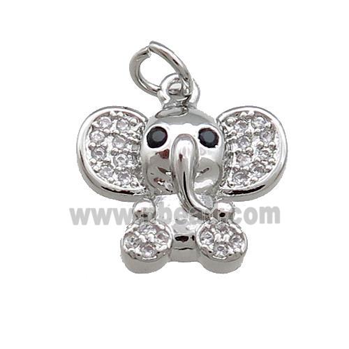 Copper Elephant Pendant Pave Zircon Platinum Plated