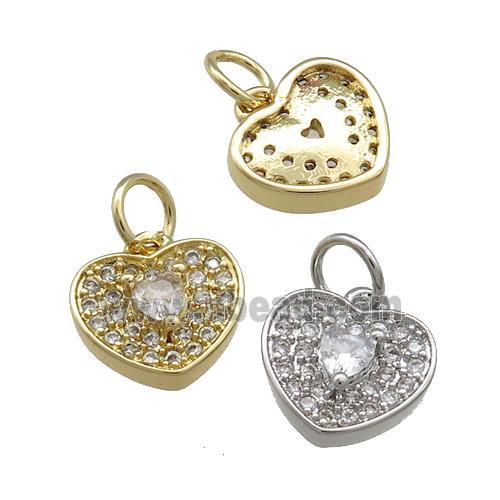 Copper Heart Pendant Pave Zircon Mixed