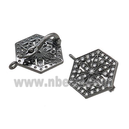 Copper Clasp Pave Zircon Hexagon Black Plated