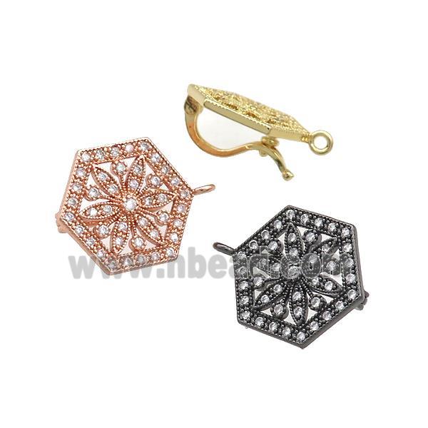 Copper Clasp Pave Zircon Hexagon Mixed