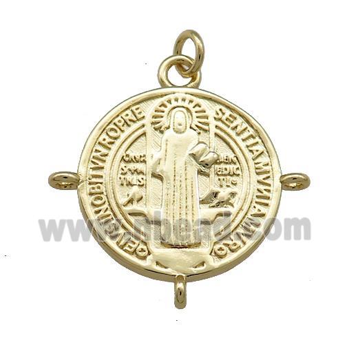 Copper Jesus Pendant Religious Medal Charms Circle Gold Plated